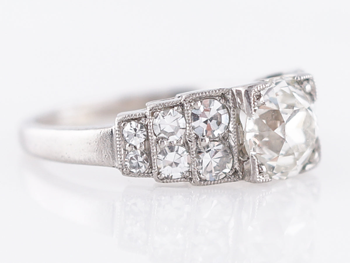 Antique Engagement Ring Art Deco GIA 1.25 Old European Cut Diamond in Platinum