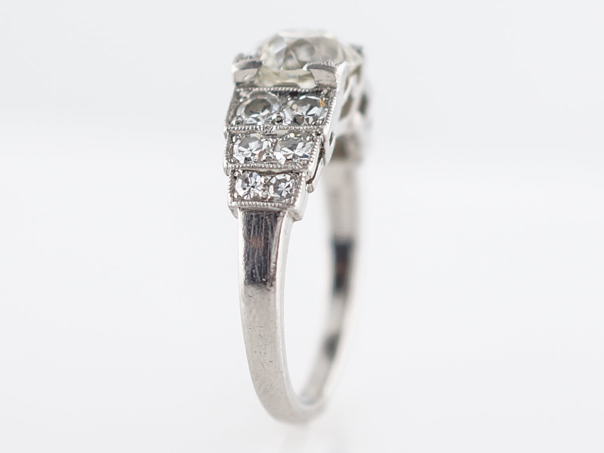 Antique Engagement Ring Art Deco GIA 1.25 Old European Cut Diamond in Platinum