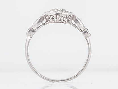 Antique Engagement Ring Art Deco .83 Old European Cut Diamond in Platinum