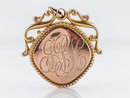 Antique Pendant Charm Engraved Locket Victorian in 14k Rose Gold
