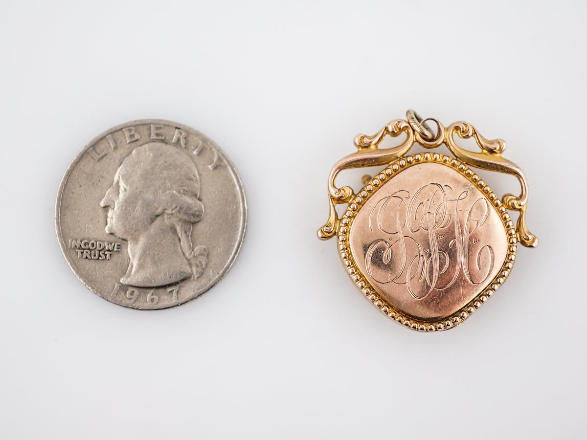 Antique Pendant Charm Engraved Locket Victorian in 14k Rose Gold