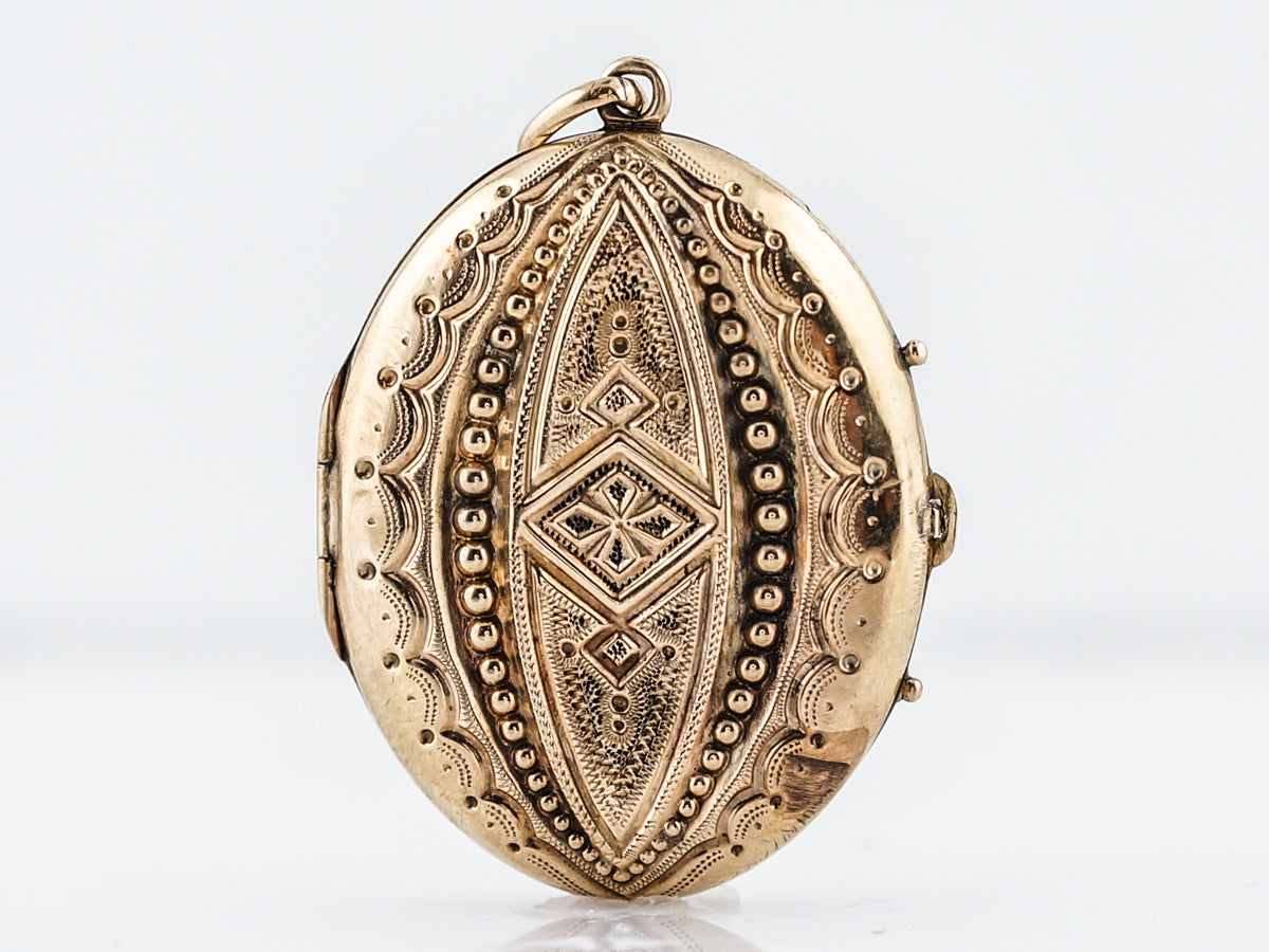Antique Pendant Charm Locket Victorian in 14k Yellow Gold