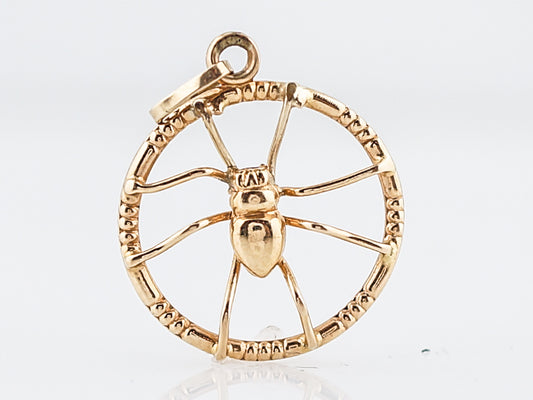Vintage Pendant Charm Spider Mid-Century in 14k Yellow Gold