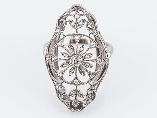 Antique Right Hand Ring Edwardian .26 Old Mine, Rose & Single Cut Diamonds in Platinum