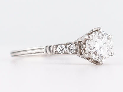 Antique Engagement Ring Art Deco .68 Transitional Cut Diamond in Platinum