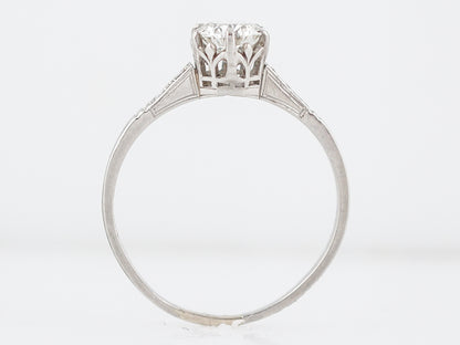 Antique Engagement Ring Art Deco .68 Transitional Cut Diamond in Platinum
