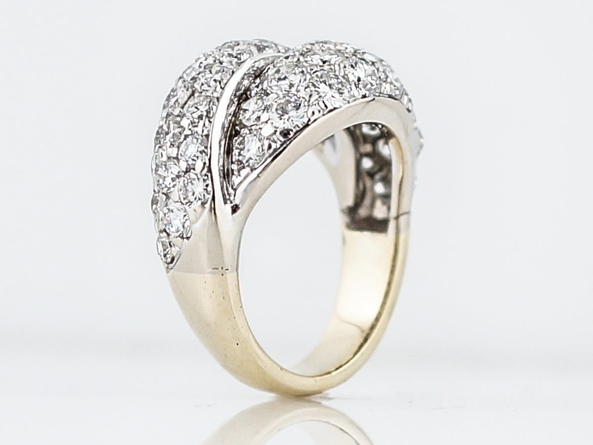 Right Hand Ring Modern 3.84 Round Brilliant Cut Diamonds in 14k Yellow Gold