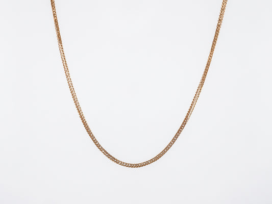 Necklace Modern Square Wheat Chain in 14k Yellow Gold