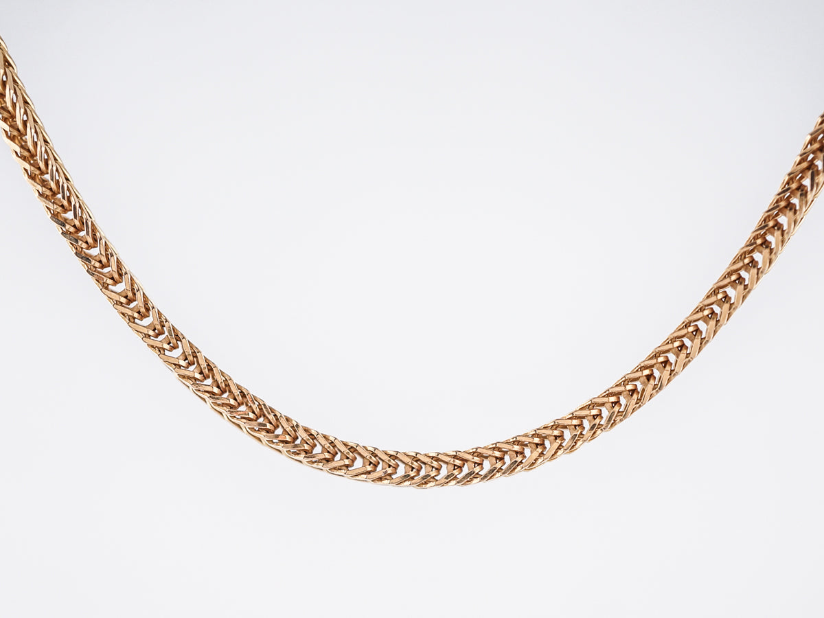Necklace Modern Square Wheat Chain in 14k Yellow Gold – Filigree