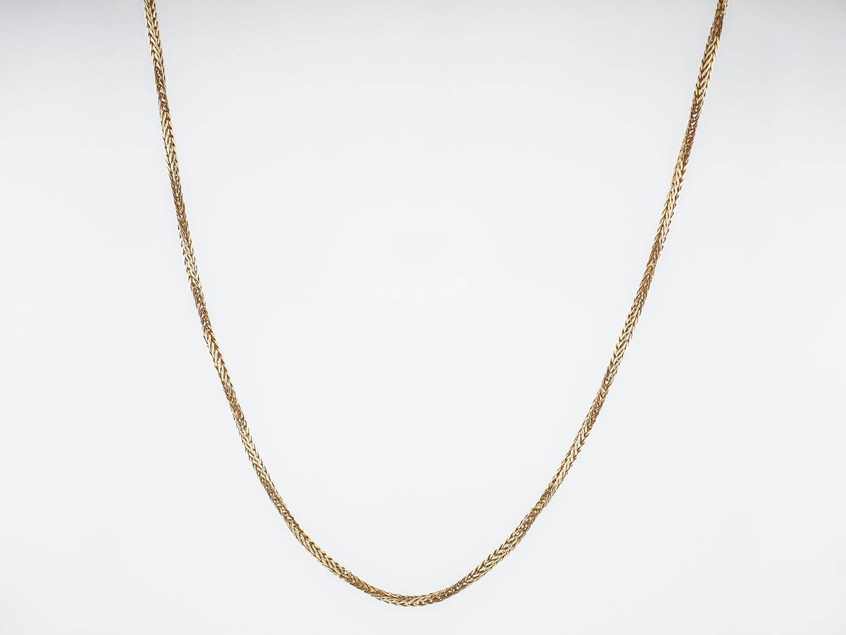Necklace Modern Square Wheat Chain in 14k Yellow Gold