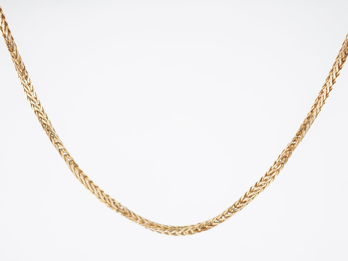 Necklace Modern Square Wheat Chain in 14k Yellow Gold