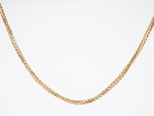 Necklace Modern Square Wheat Chain in 14k Yellow Gold