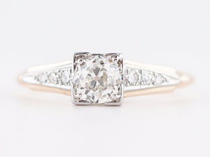 1940's Retro Old European Cut Diamond Engagement Ring 14k