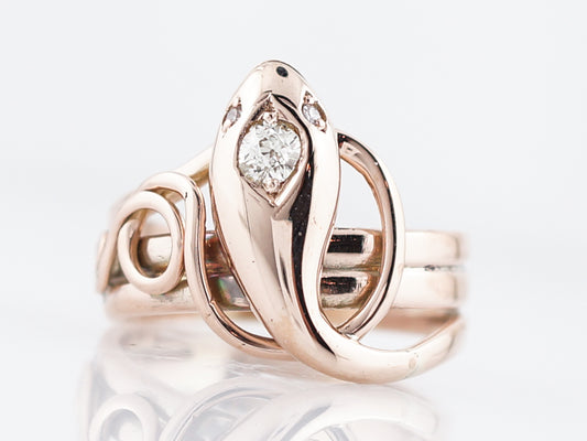 Antique Right Hand Ring Victorian .20 Old Mine Cut Diamond in 12k Rose Gold