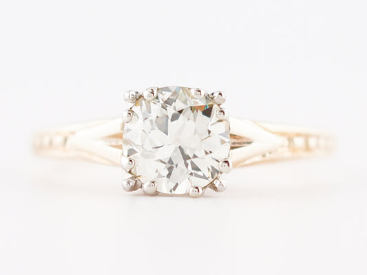 Vintage Engagement Ring Retro .92 Old European Cut Diamond in 14k Yellow & White Gold