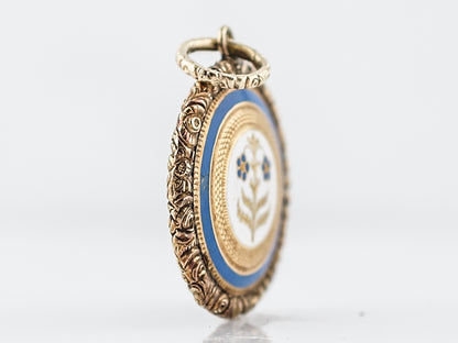 Antique Pendant Charm Enamel Victorian in 14k Yellow Gold