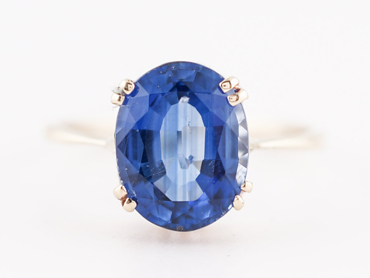 Antique Engagement Ring Victorian 2.12 Oval Cut Sapphire in 14K Yellow Gold