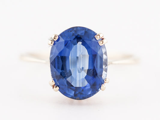 Antique Engagement Ring Victorian 2.12 Oval Cut Sapphire in 14K Yellow Gold