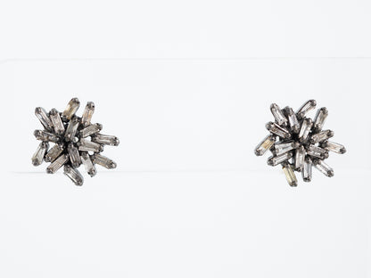 Earrings Modern 1.12 Baguette Cut Diamonds in Sterling Silver