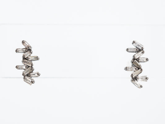 Earrings Modern .90 Tapered Baguette Cut Diamonds in Sterling Silver