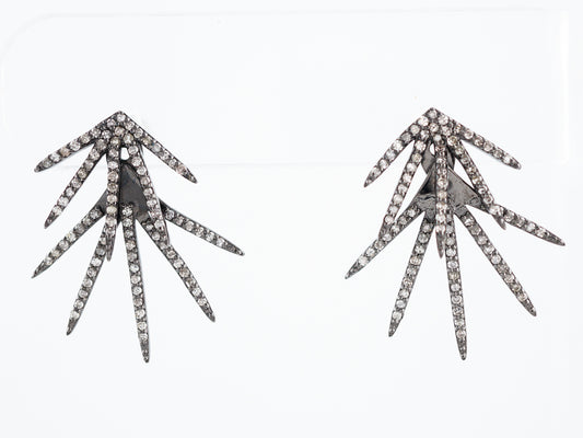 Earrings Modern .71 Single Cut Diamonds in Sterling Silver
