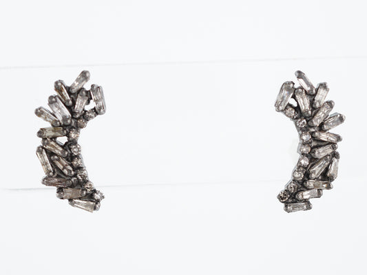 Earrings Modern .78 Tapered Baguette Cut Diamonds in Sterling Silver