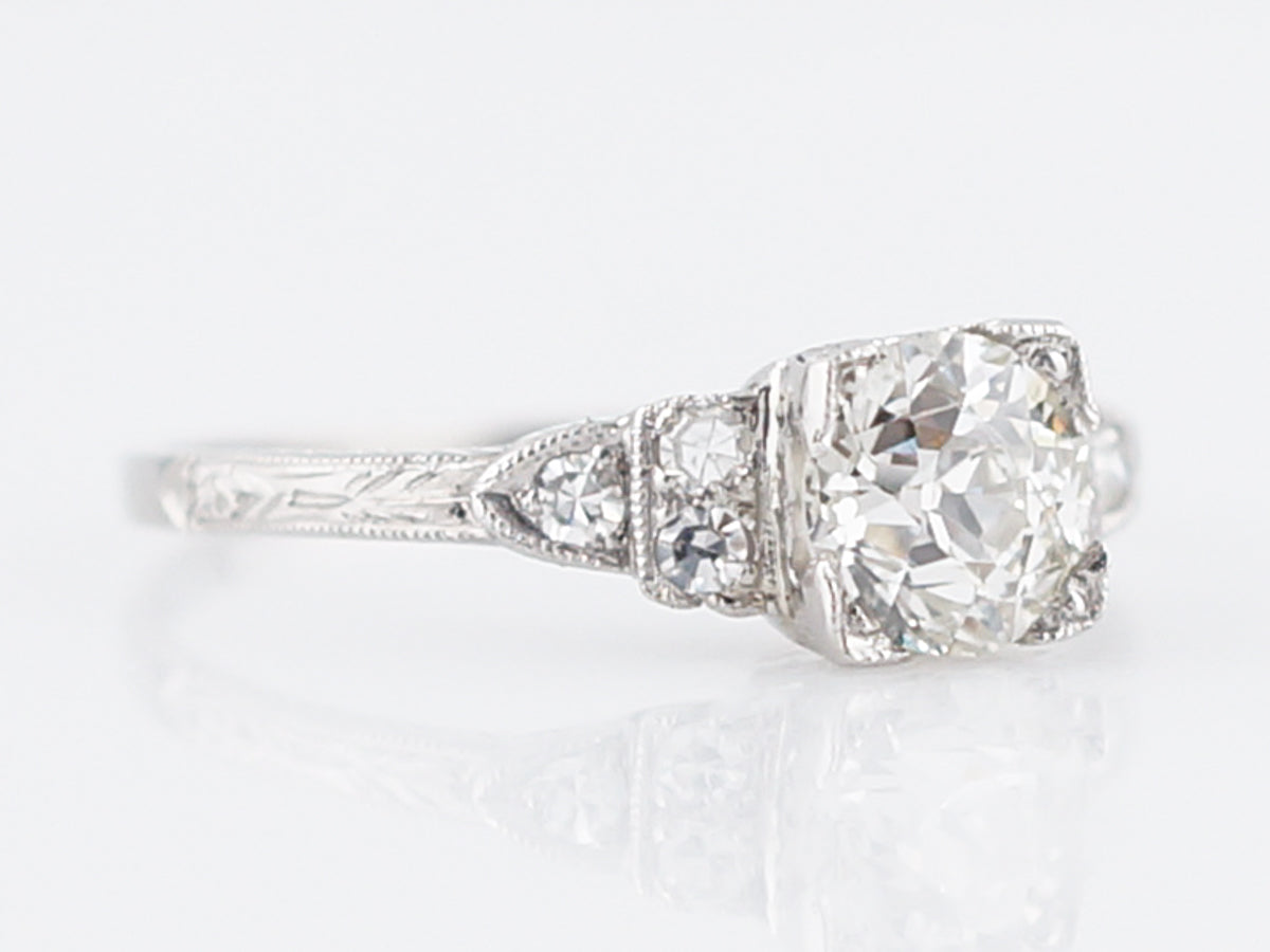 Antique Engagement Ring Art Deco .67 Old European Cut Diamond in Platinum