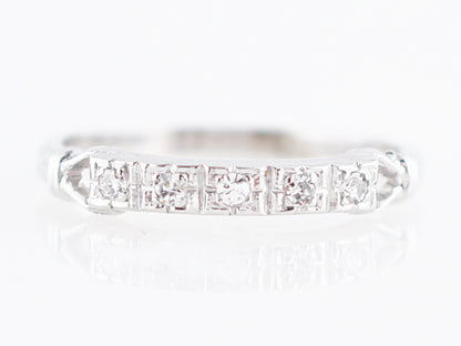 Antique Wedding Band Art Deco .13 Single Cut Diamonds in 18k White Gold