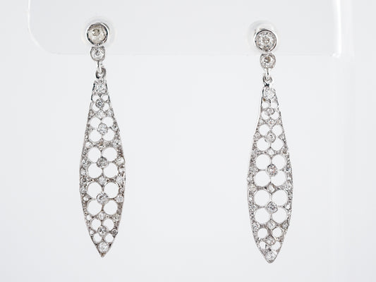 Antique Earrings Art Deco .61 Single & Rose Cut Diamonds in 18k White Gold