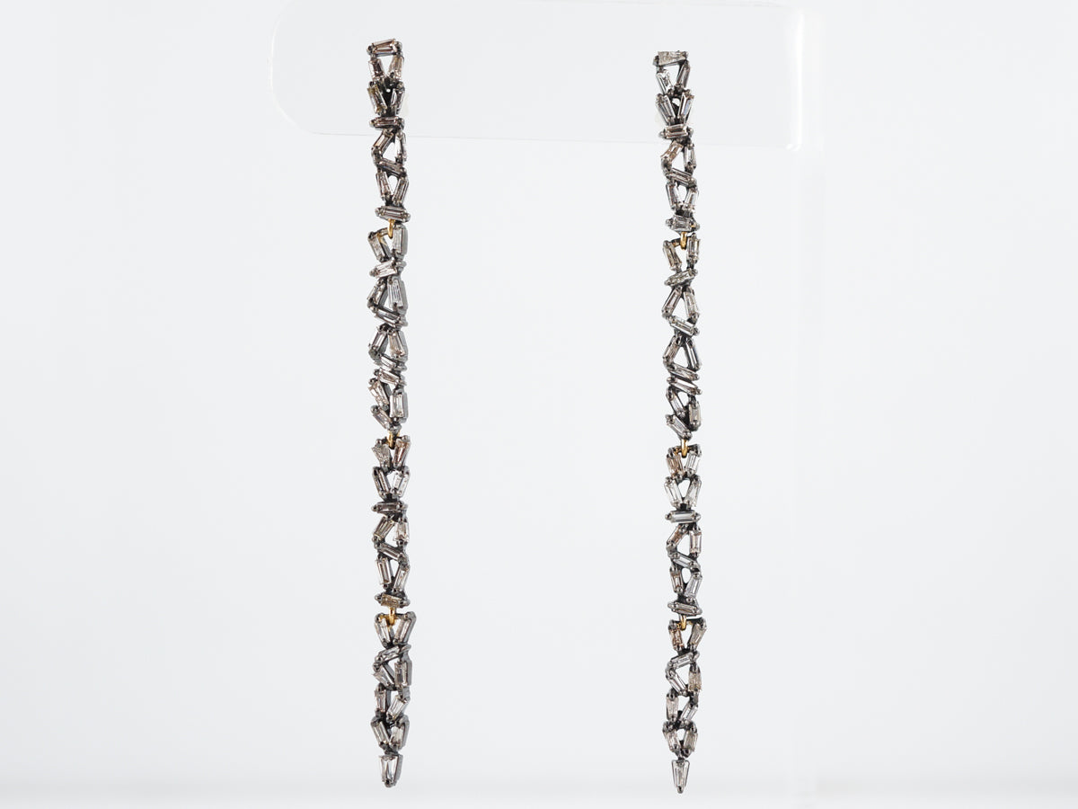 Earrings Modern 1.38 Tapered Baguette Cut Diamonds in Sterling Silver