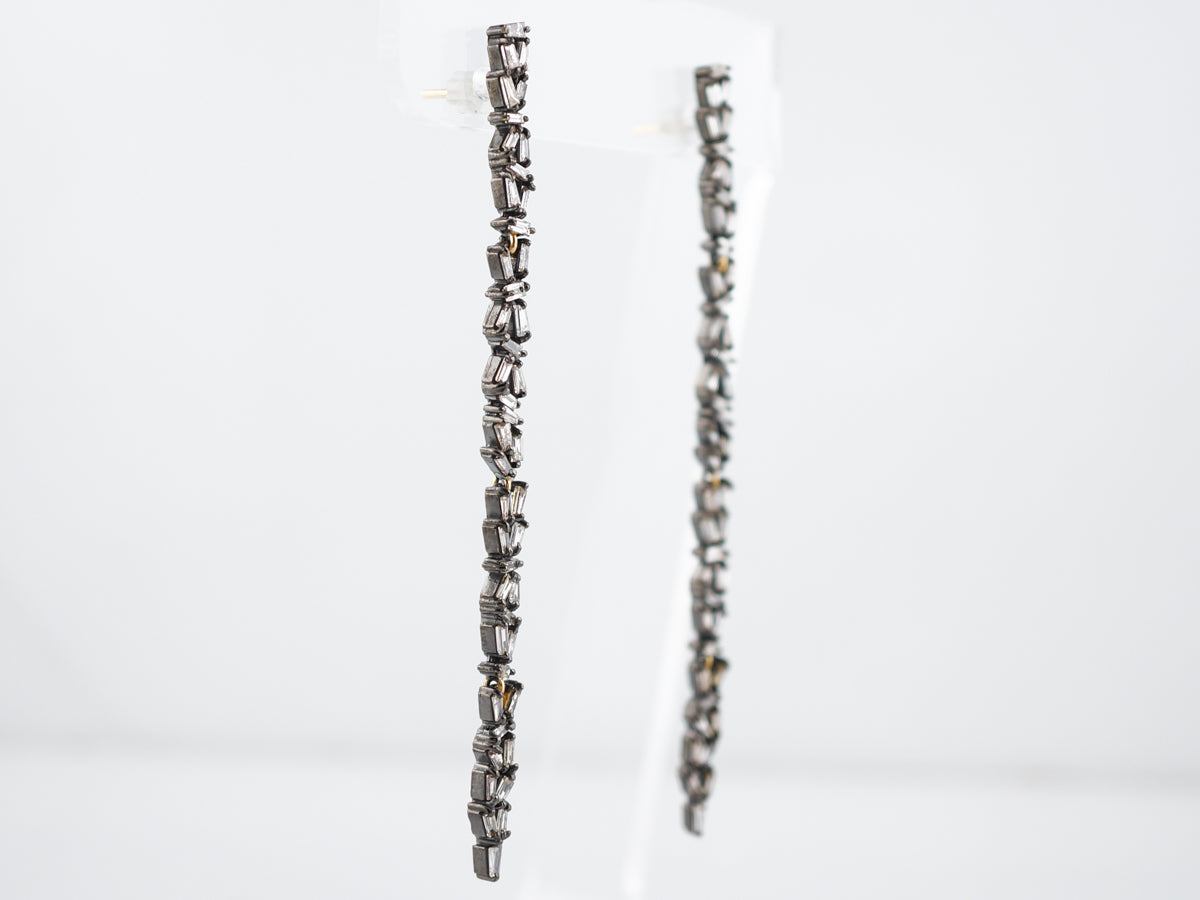 Earrings Modern 1.38 Tapered Baguette Cut Diamonds in Sterling Silver