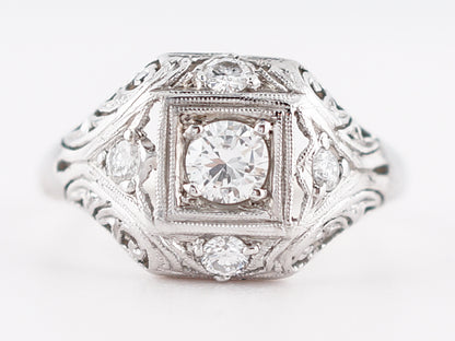 Detailed Filigree Vintage Art Deco .30 Diamond Ring
