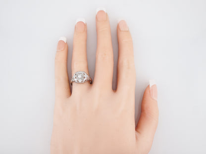 Antique Engagement Ring Art Deco .30 Round Brilliant Cut Diamond in 18k White Gold & Platinum