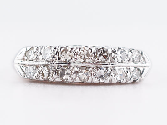 Antique Wedding Band Art Deco .56 Single Cut Diamonds in 14k White Gold