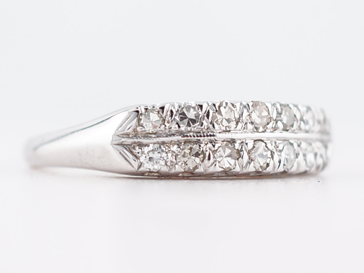 Antique Wedding Band Art Deco .56 Single Cut Diamonds in 14k White Gold