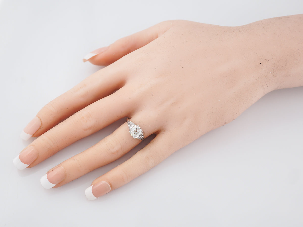 Stunning 1.50 Carat Cushion Diamond Art Deco Engagement Ring