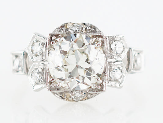 Low Profile Art Deco Diamond Engagement Ring in Platinum