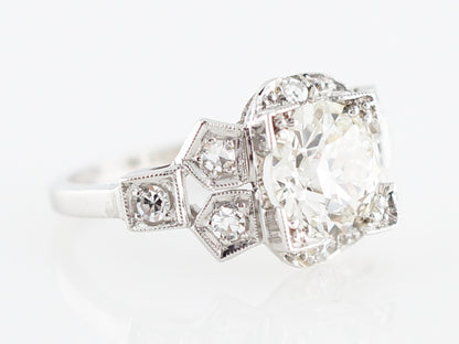 Low Profile Art Deco Diamond Engagement Ring in Platinum