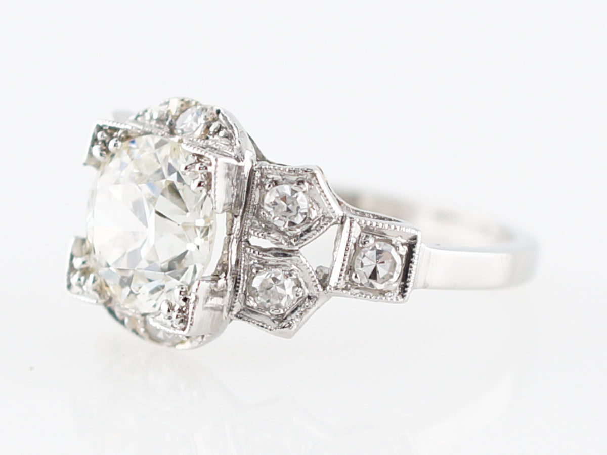 Low Profile Art Deco Diamond Engagement Ring in Platinum