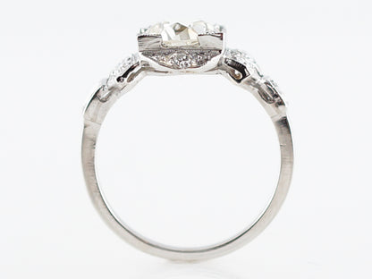 Low Profile Art Deco Diamond Engagement Ring in Platinum