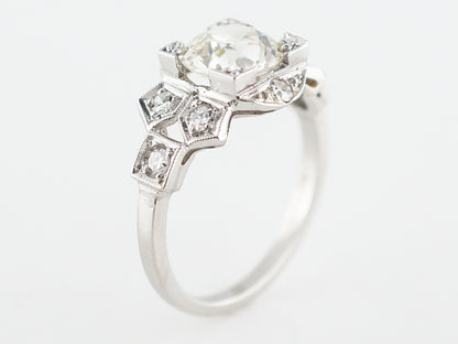 Low Profile Art Deco Diamond Engagement Ring in Platinum