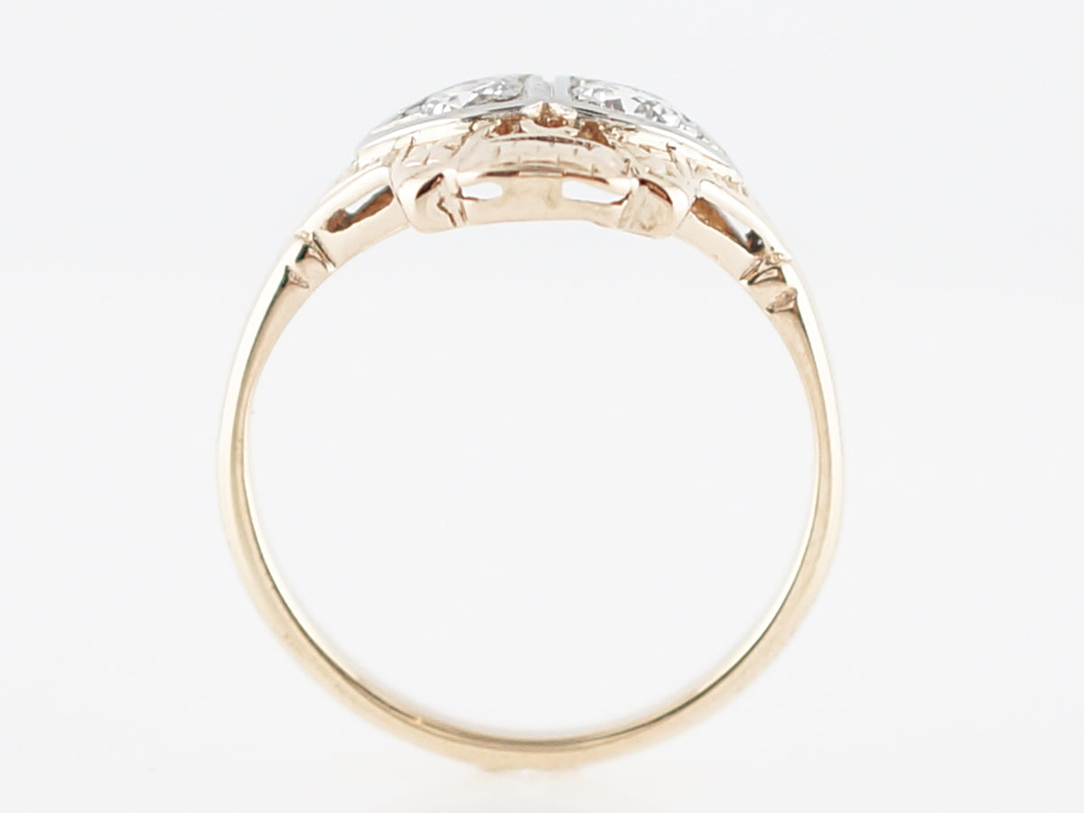 Antique Right Hand Ring Victorian .32 Old European Cut Diamonds in 14k White & Yellow Gold