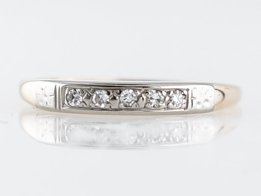 Vintage Wedding Band Retro .08 Single Cut Diamonds in 14k Yellow & White Gold