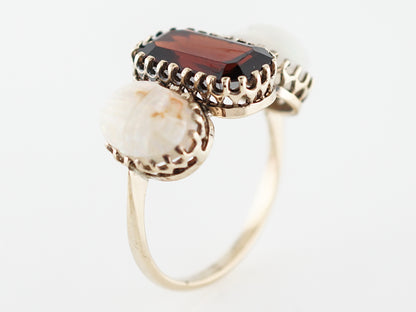 Antique Right Hand Ring Victorian 3.65 Emerald Cut Garnet in 18k Yellow Gold