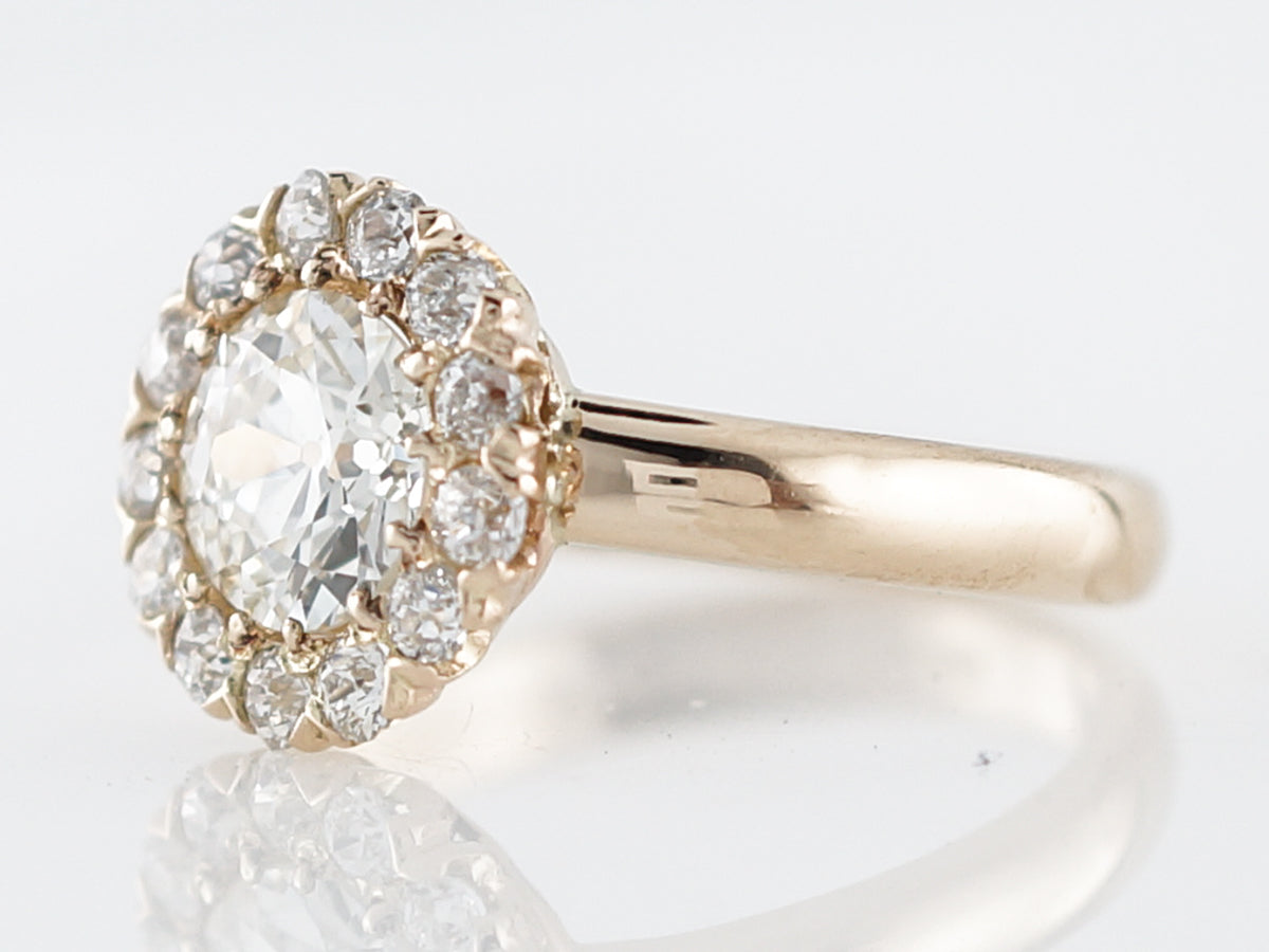 1 Carat Victorian Diamond Halo Engagement Ring