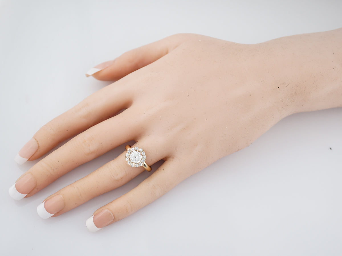 1 Carat Victorian Diamond Halo Engagement Ring