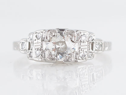 Late Art Deco Geometric Diamond Engagement Ring in Platinum