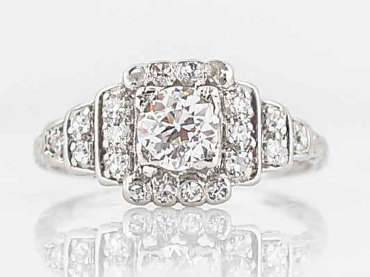 1920's Art Deco Step Style Engagement Ring in Platinum