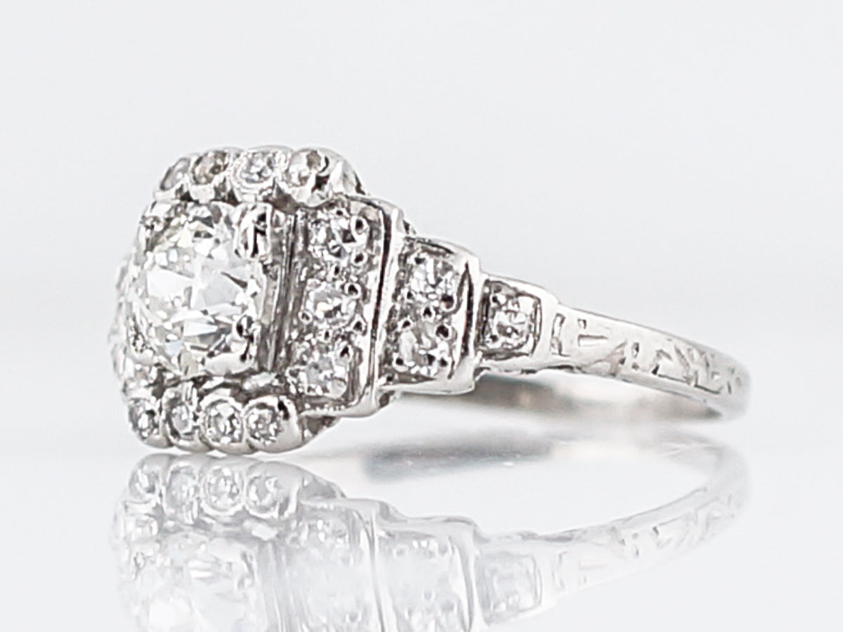 1920's Art Deco Step Style Engagement Ring in Platinum