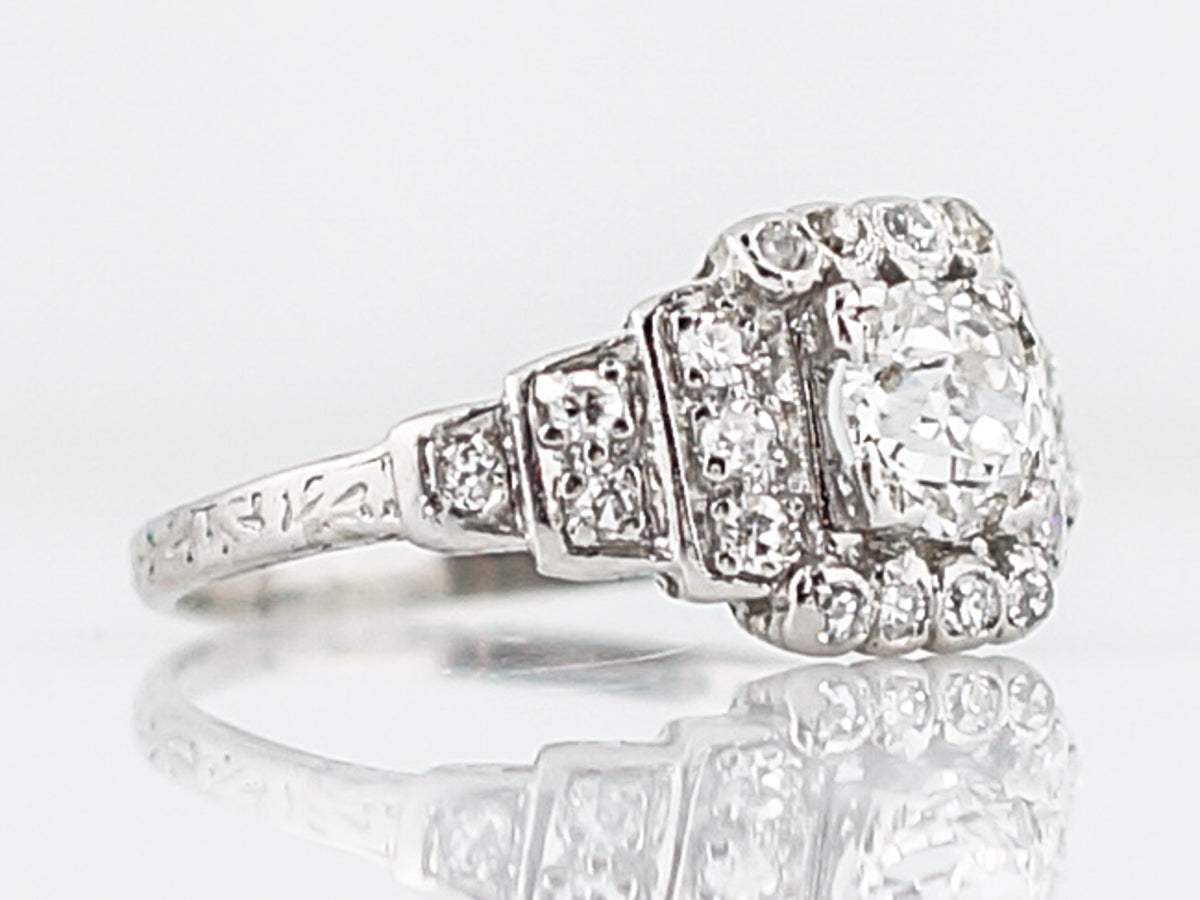 1920's Art Deco Step Style Engagement Ring in Platinum